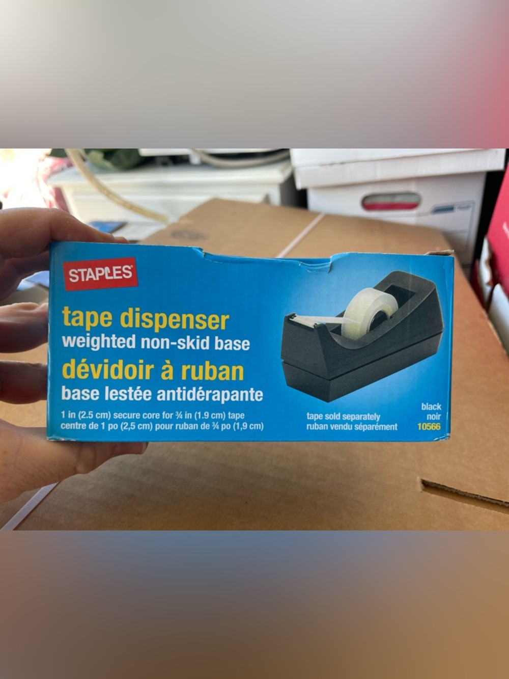 STAPLES 1" TAPE DISPENSER WEIGHTED NON-SKID BASE BLACK 10566 - NEW